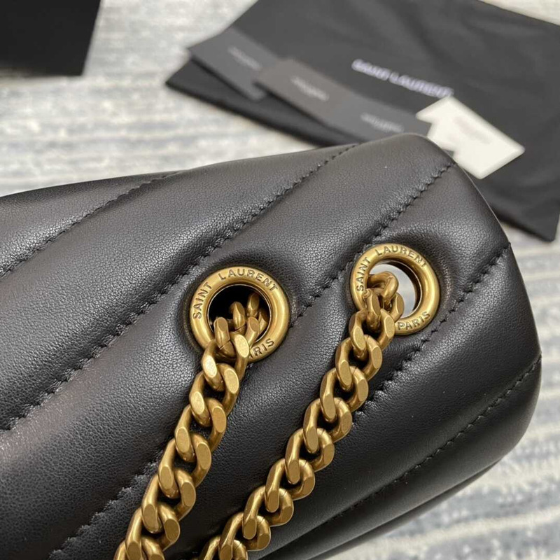 Saint Laurent Loulou Medium Bag In Quilted Leather Black