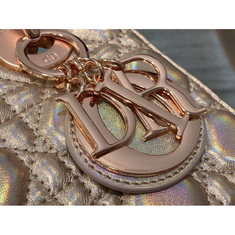 D*or small lady D*or bag lambskin rose gold