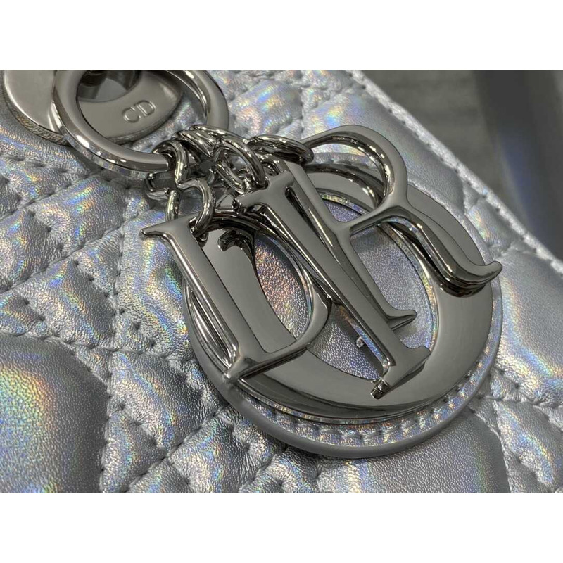 D*or small lady D*or bag lambskin silver