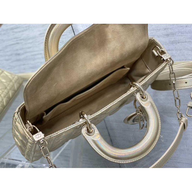 D*or medium lady d-joy bag lambskin champagne