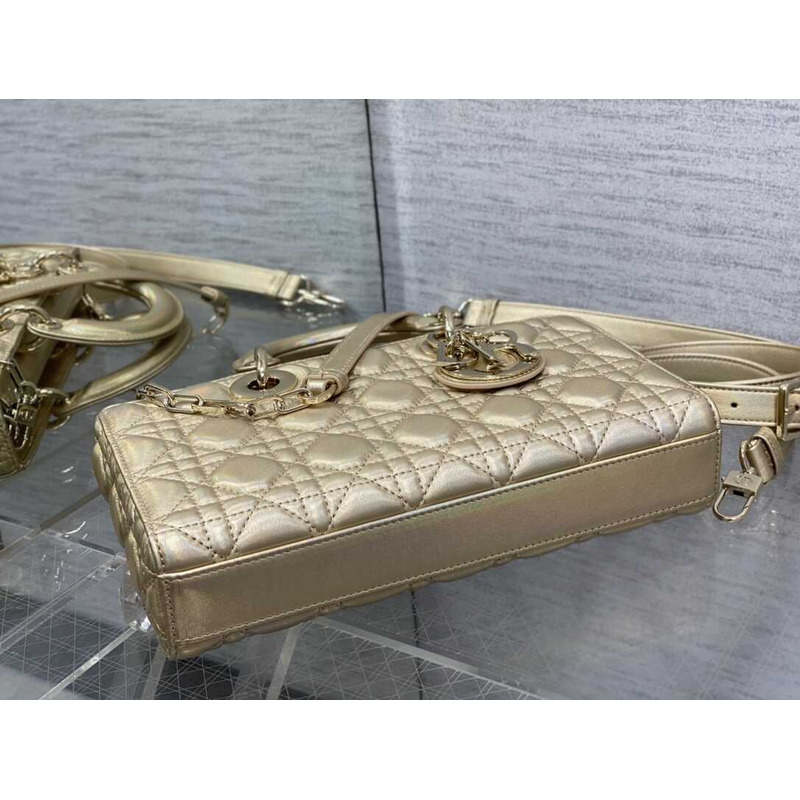 D*or medium lady d-joy bag lambskin champagne