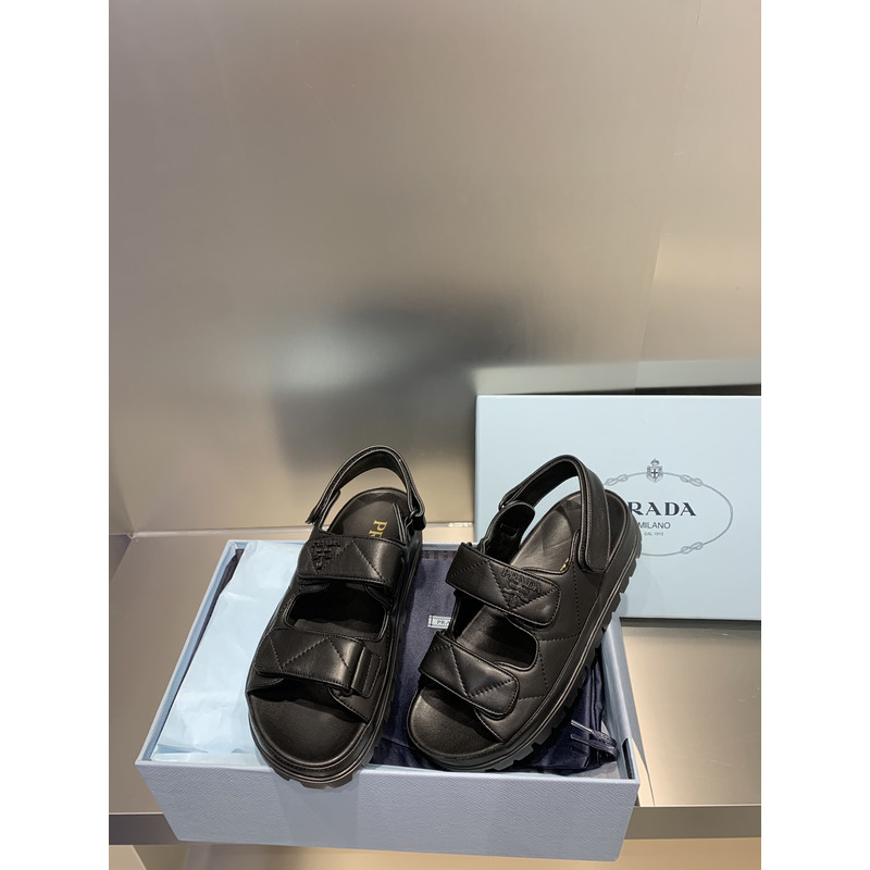 Pra*a padded nappa leather sandals black