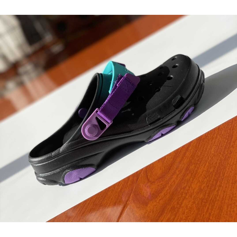 Cr*0*s classic all terrain sandals black purple blue