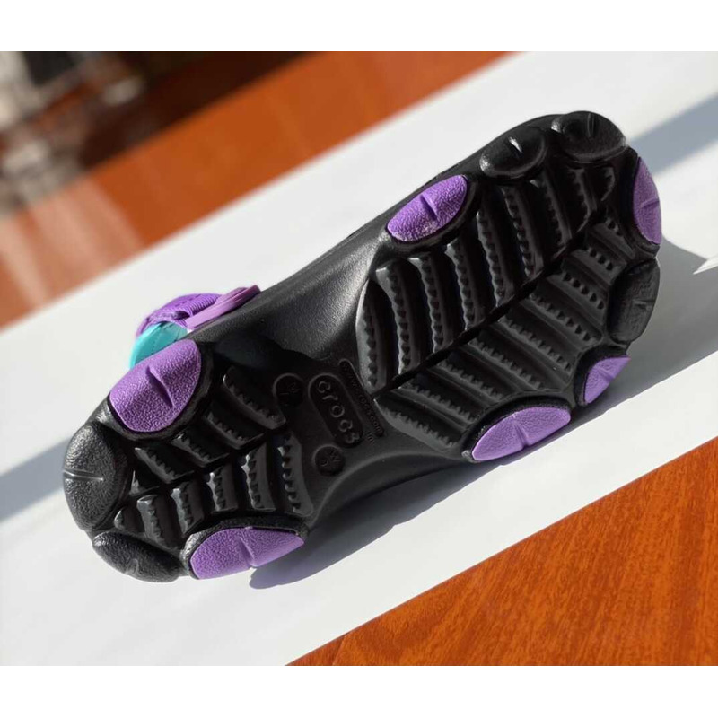 Cr*0*s classic all terrain sandals black purple blue