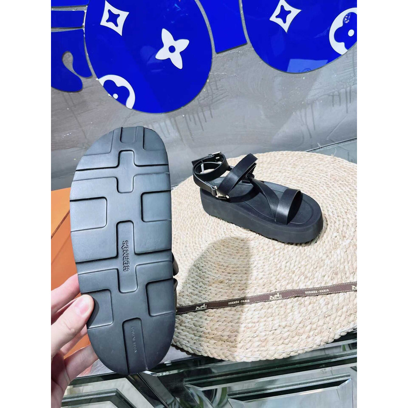 H**mes enid leather gladiator sandals brown black