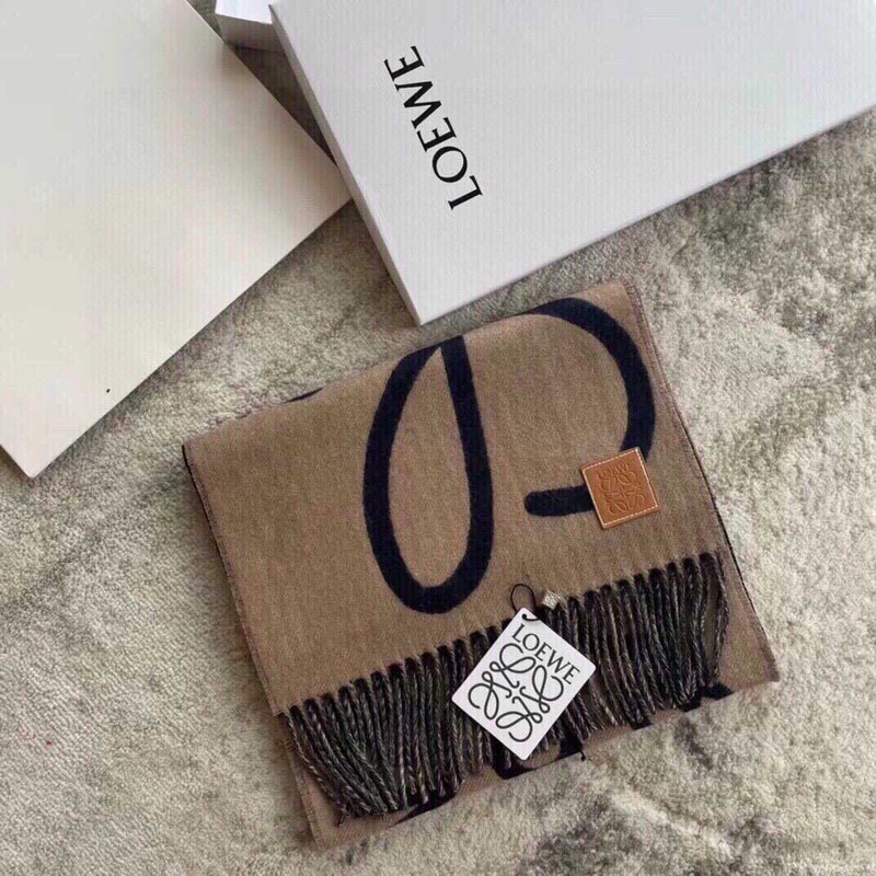 Loewe Luo Yiwei Unisex Graffiti Double-sided Scarf  Brown And Black