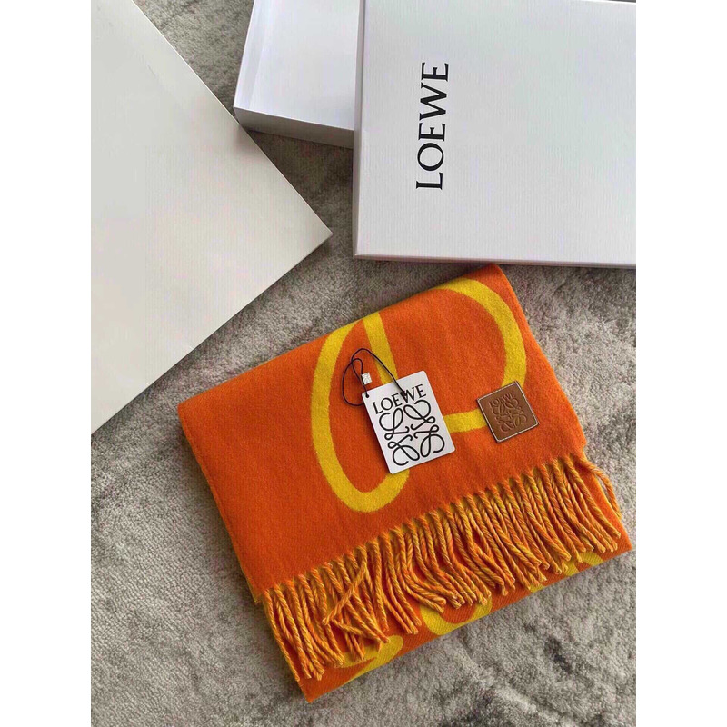 Loewe Luo Yiwei Unisex Graffiti Double-sided Scarf Red And Yellow