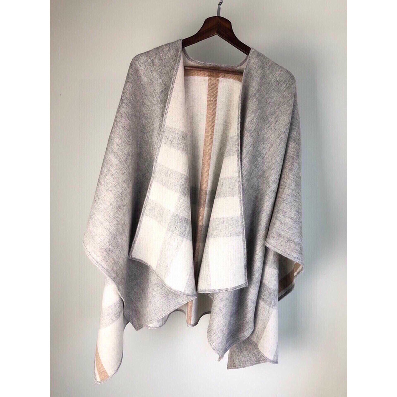 B**rry check flared cape coat beige