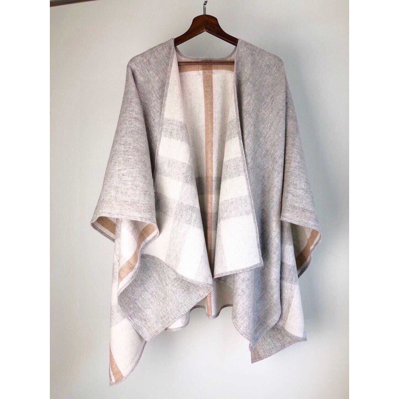 B**rry check flared cape coat beige