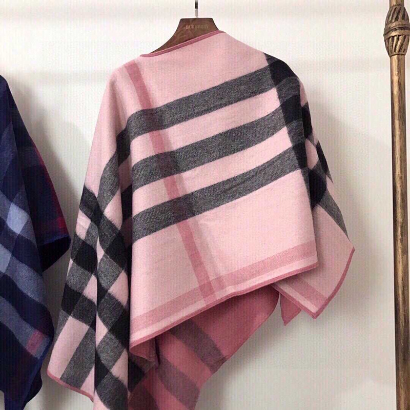 B**rry check flared cape coat pink