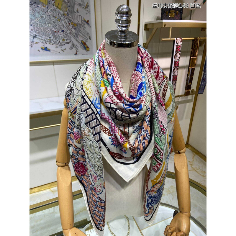 H**mes costume de fete square scarf white