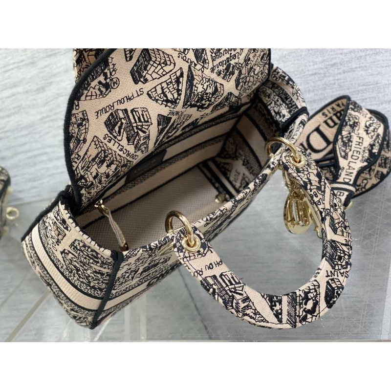 D*or lady D*or d-lite handbag medium beige and black