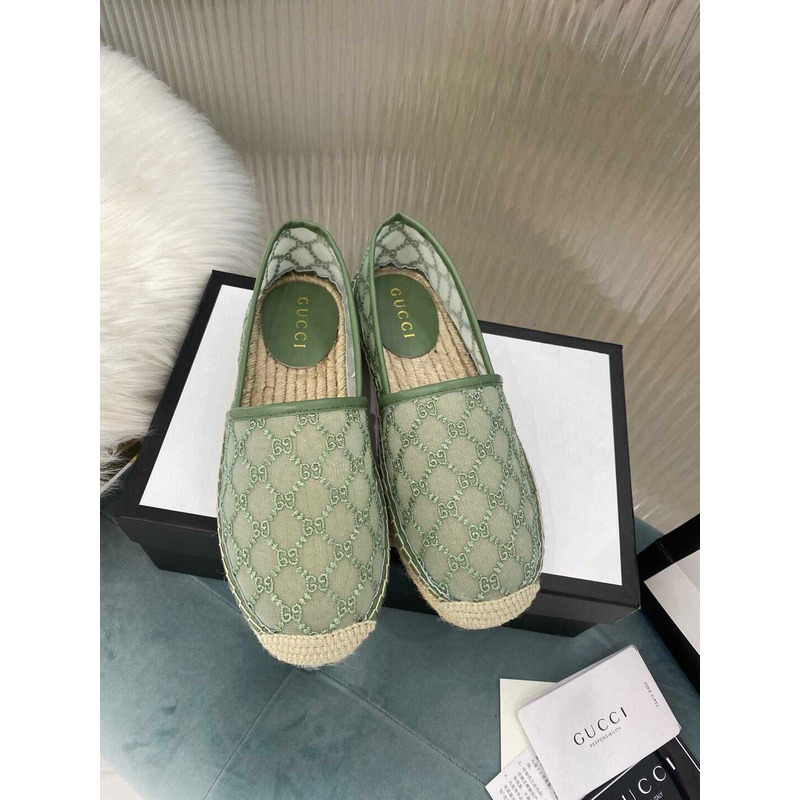 G*u*i gg canvas espadrilles flat shoes green women