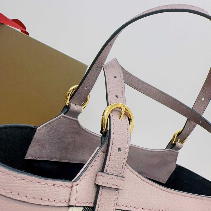 B**rry canterbury tote shoulder bag house check derby canvas pink leather