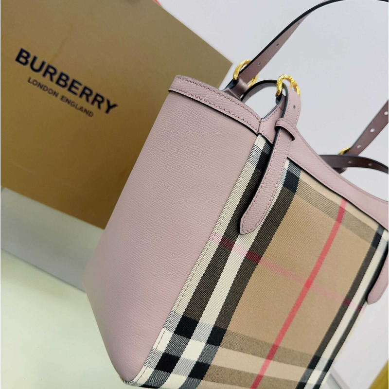 B**rry canterbury tote shoulder bag house check derby canvas pink leather