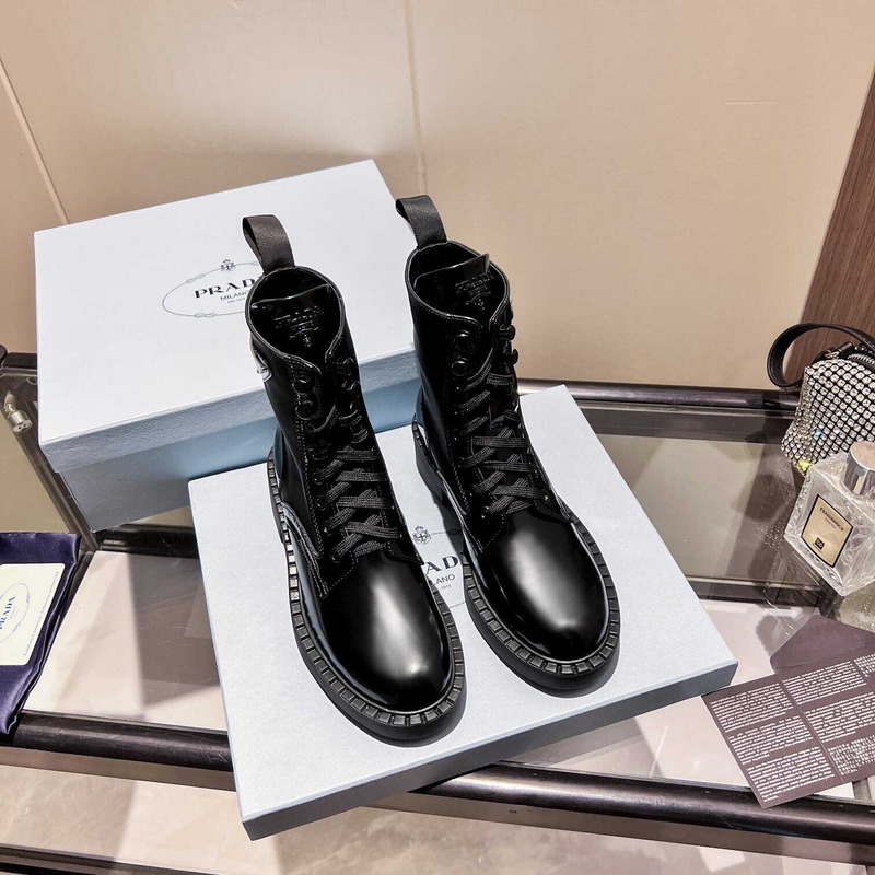 Pra*a brushed leather ankle boots black