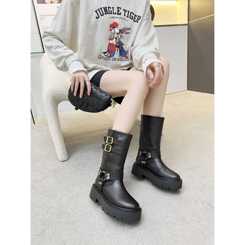 Ce**e biker boots calf leather black