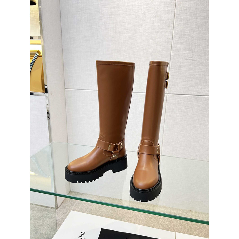 Ce**e biker boots calf leather brown