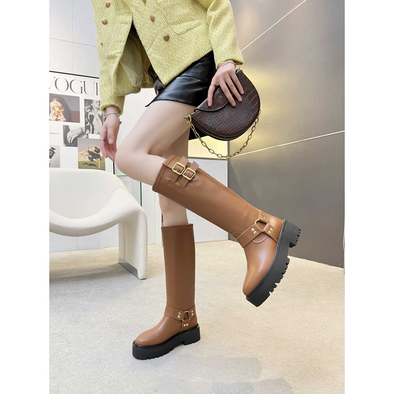 Ce**e biker boots calf leather brown