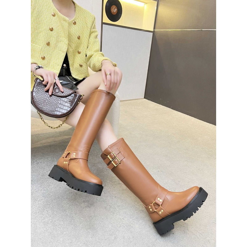 Ce**e biker boots calf leather brown