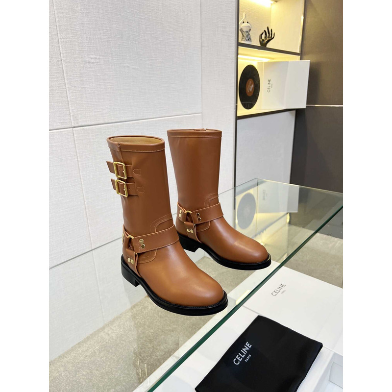 Ce**e biker boots calf leather brown