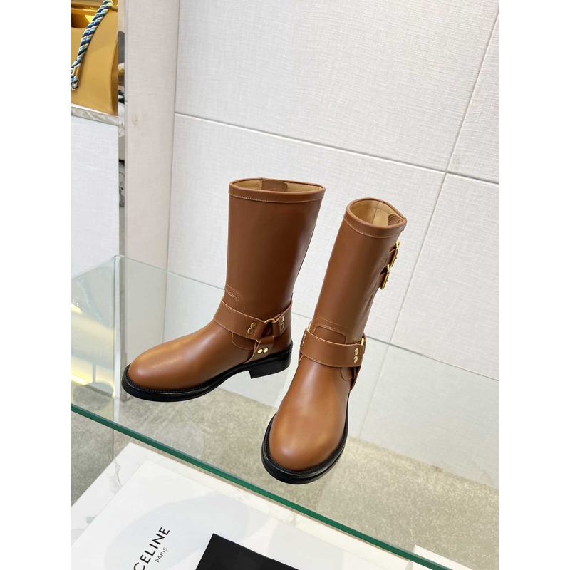 Ce**e biker boots calf leather brown