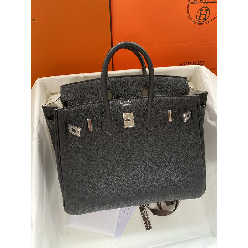 H**mes birkin epsom leather 25 birkin bag black silver buckle