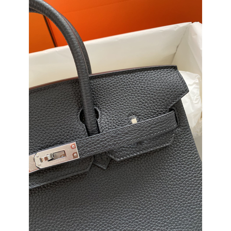 H**mes birkin epsom leather 25 birkin bag black silver buckle
