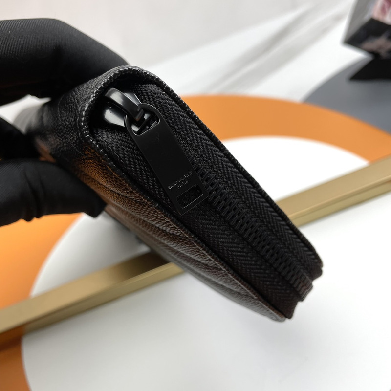 Saint Laurent Cassandre Mattelasse Zip Around Wallet Leather Black