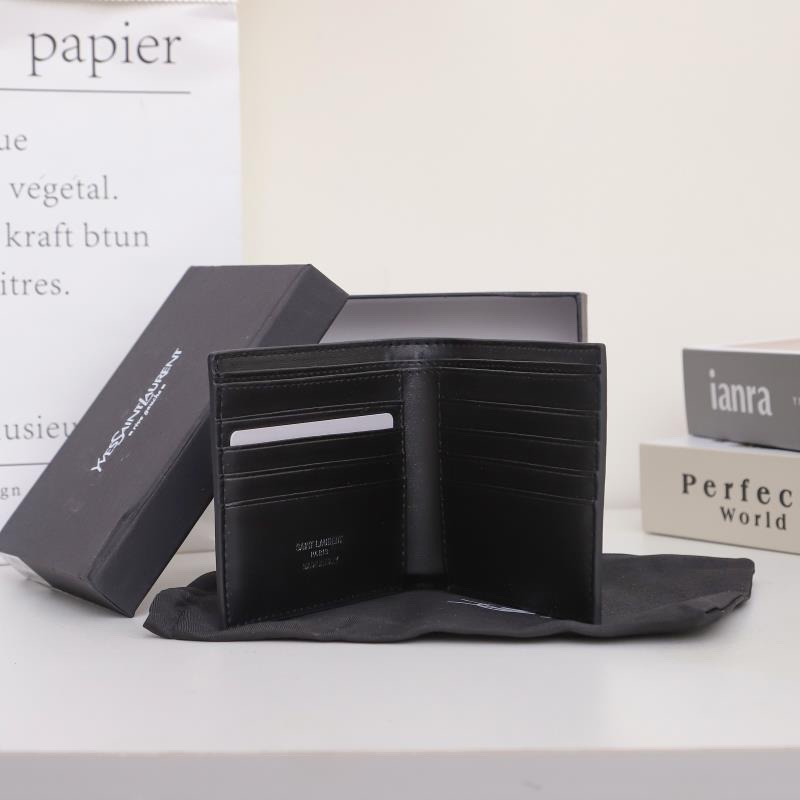 Saint Laurent Tiny Cassandre East/West Wallet In Matte Leather Black