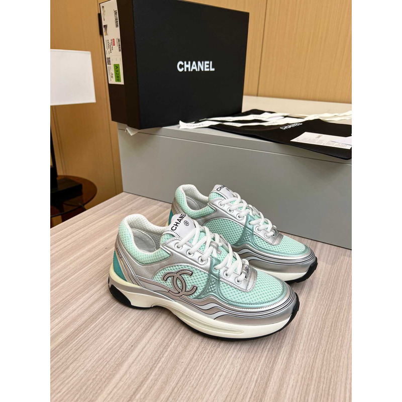Ch*el sneakers silver&green