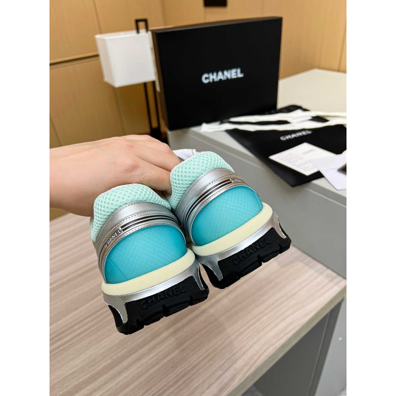 Ch*el sneakers silver&green