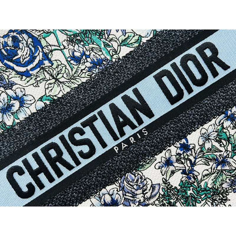 D*or medium book tote bag multicolor flowers