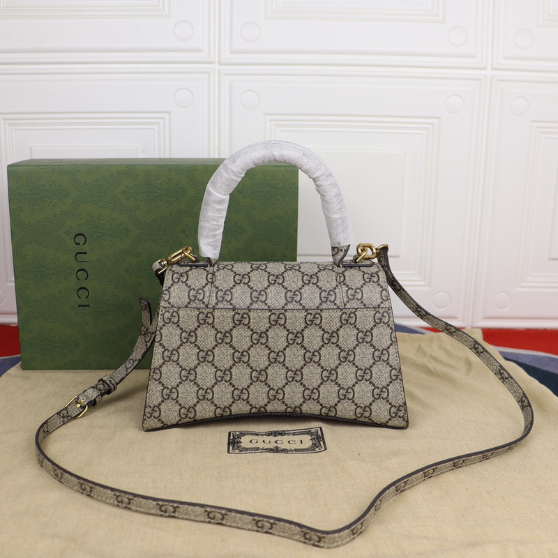 ba*len*cia*ga x g*u*i gg S*p*e monogram small hourglass top handle bag beige ebony