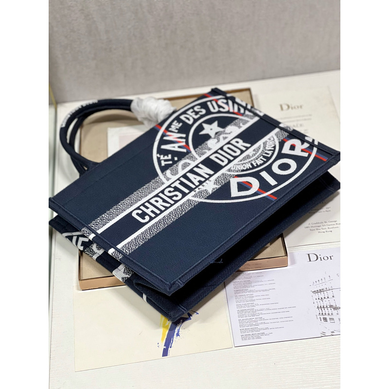 D*or medium D*or book tote blue D*or union embroidery