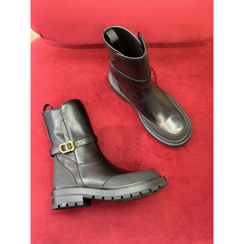 D*or empreinte ankle boots calfskin and rubber black