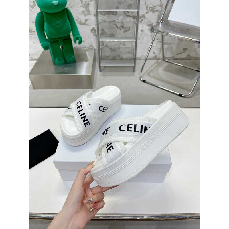 Ce**e block slide in mesh textile with Ce**e jacquard white optic white