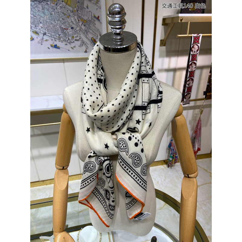 H**mes all aboard! 55 cm square scarf white