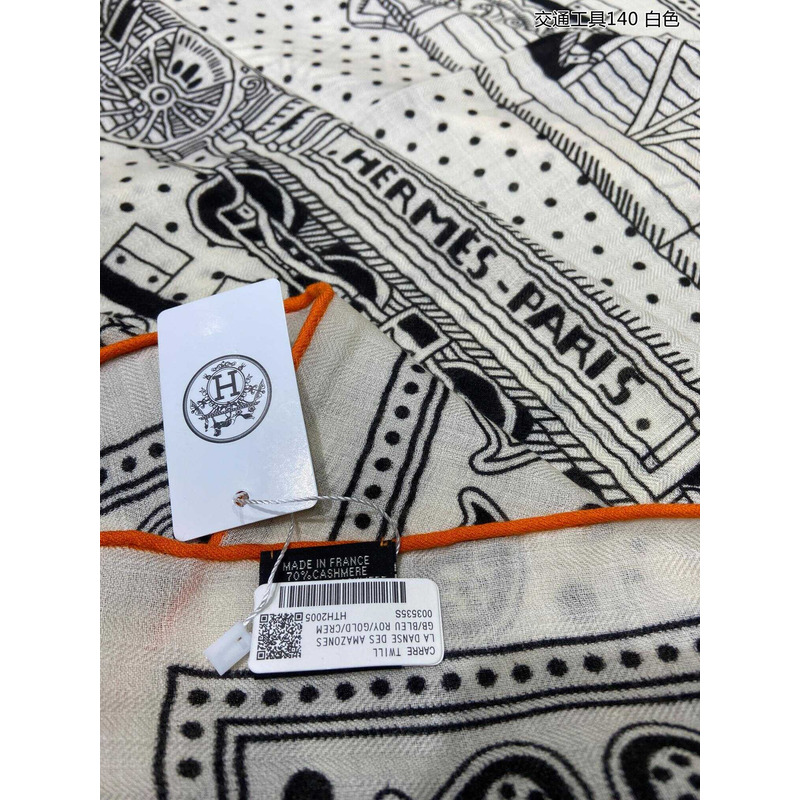 H**mes all aboard! 55 cm square scarf white