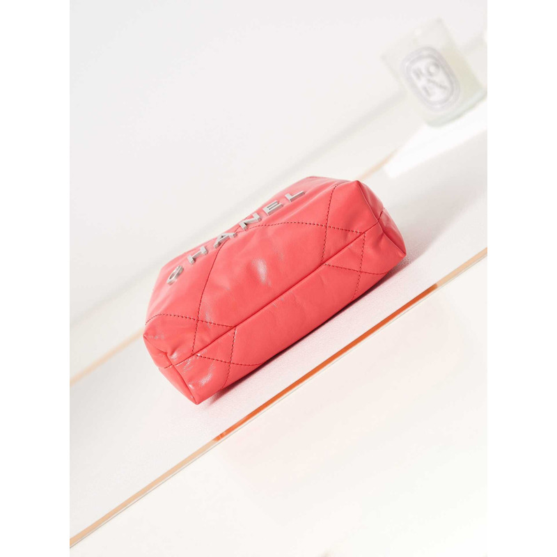 Ch*el 22 mini handbang shiny calfskin & gold-tone metal pale pink