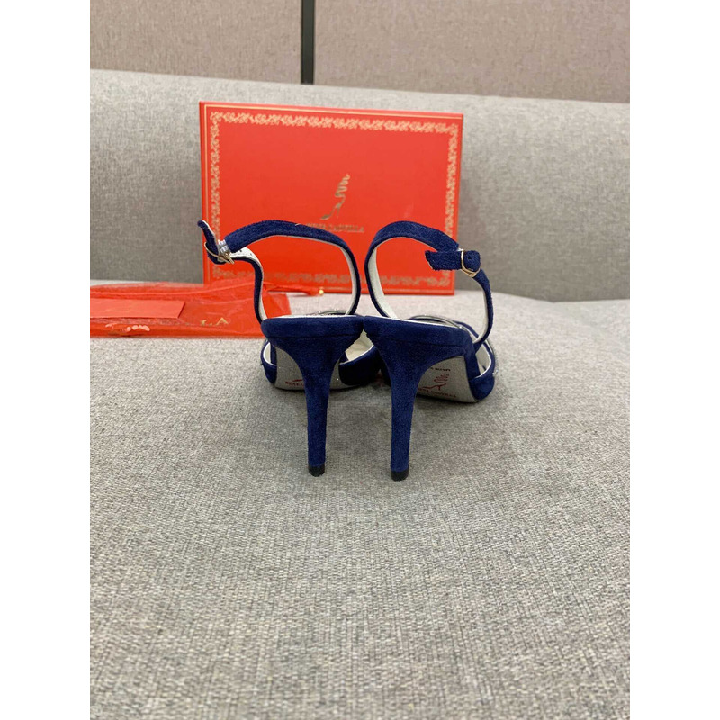 Rene Caovilla Snake Motif Rhinestone Pumps Navy Blue