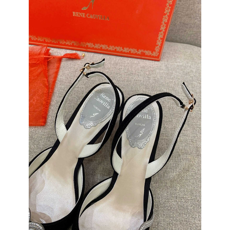 Rene Caovilla Snake Motif Rhinestone Pumps Black