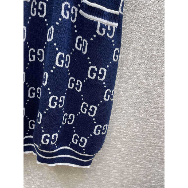 G*u*i gg cotton jacquard dress blue
