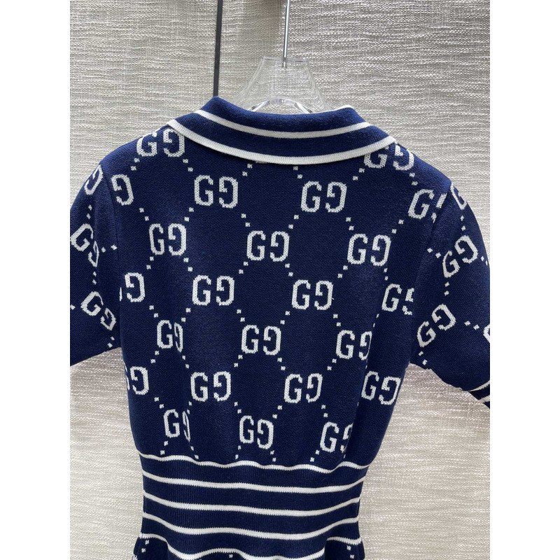 G*u*i gg cotton jacquard dress blue