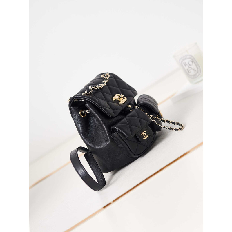 Ch*el leather backpack black