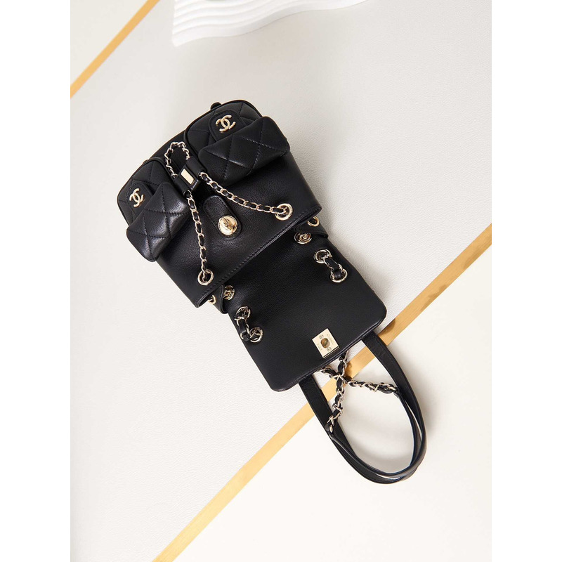 Ch*el leather backpack black