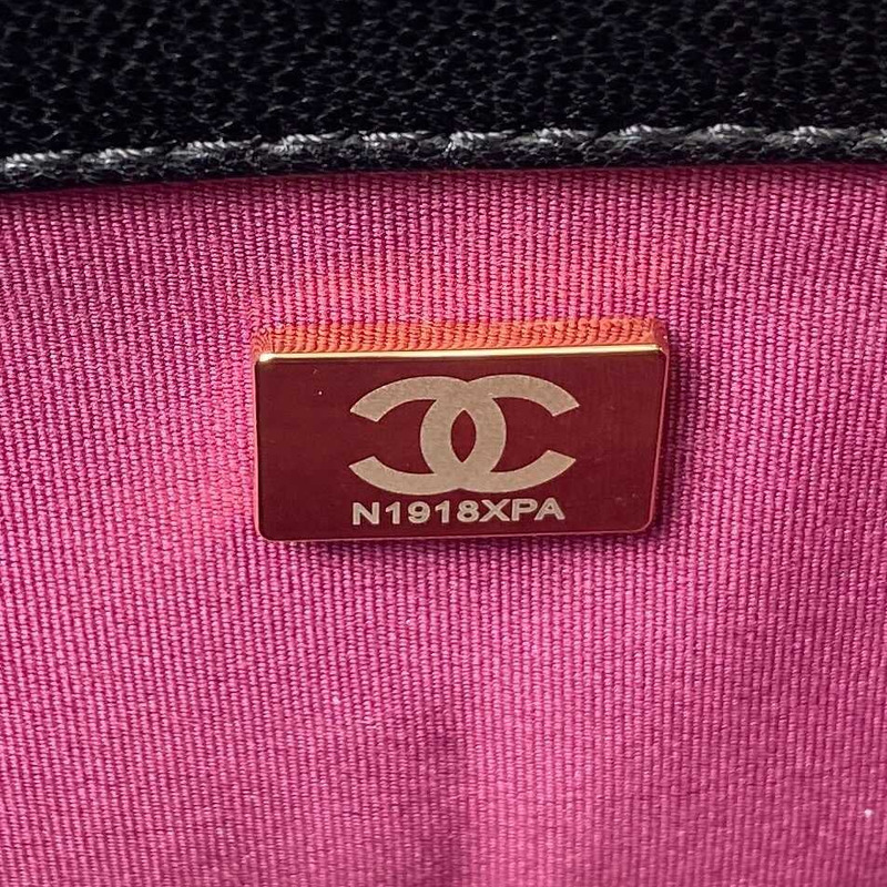 Ch*el small flap bag lambskin & gold-tone metal black