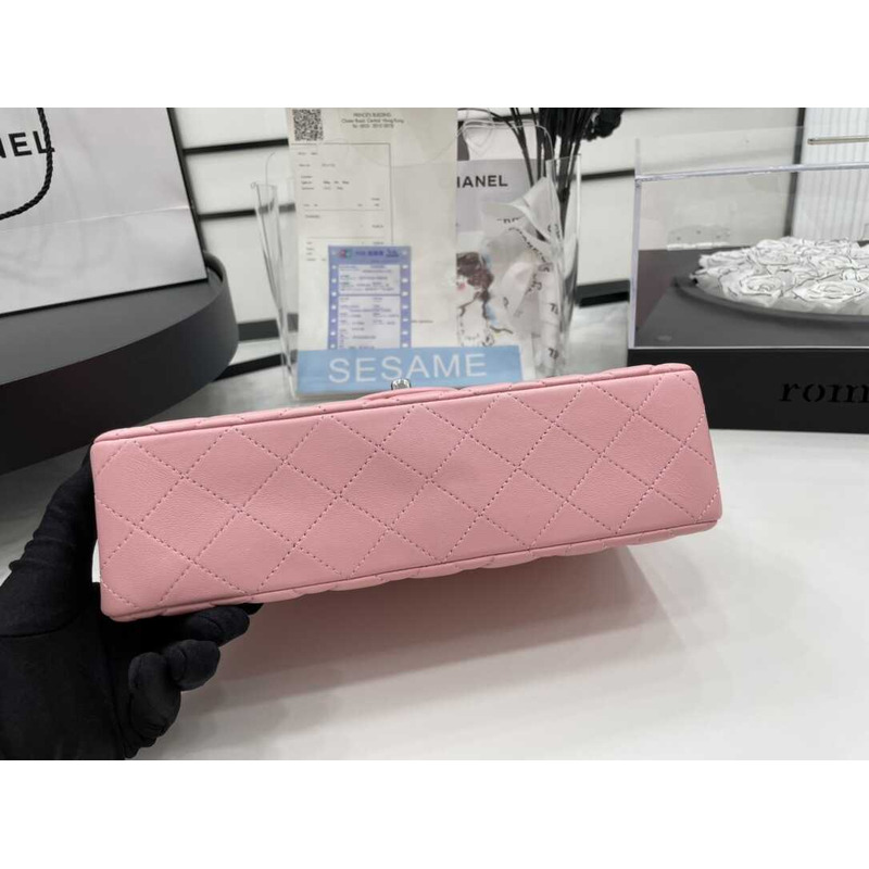 Ch*el double flap medium shoulder bag pink