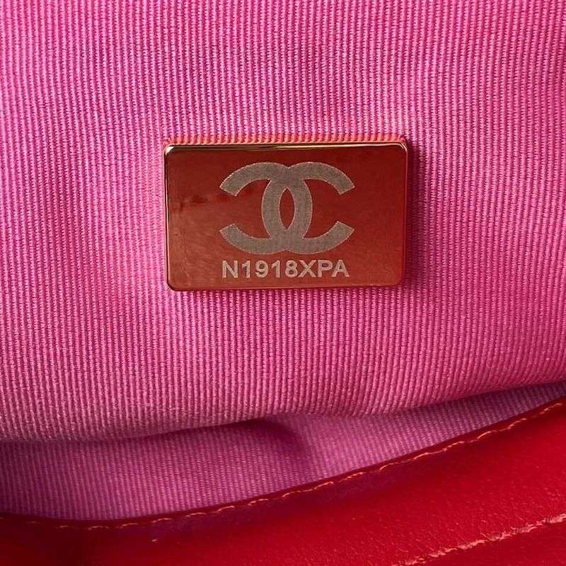 Ch*el hobo bag wool knit gold-tone metal red