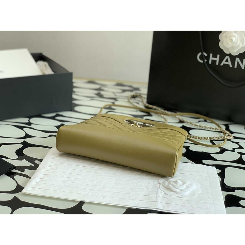 Ch*el mini shopping bag olive green